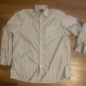 Jos. A. Bank Black red and White Dress Shirt Vertical Stripes